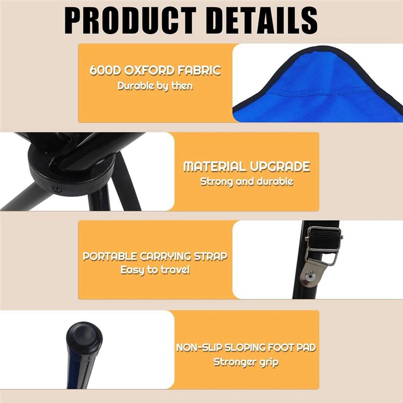 Good-Portable Folding Camping Stool, Tripod Seat, Folding Camping Chair, Outdoor Travel Medium Chair For Picnic Garden Lawn