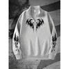 Men's Gothic Dark Printed Zipper Sweater with Stand Up Collar Design, Perfect for Casual Occasions and a Fashionable Streetwear Choice