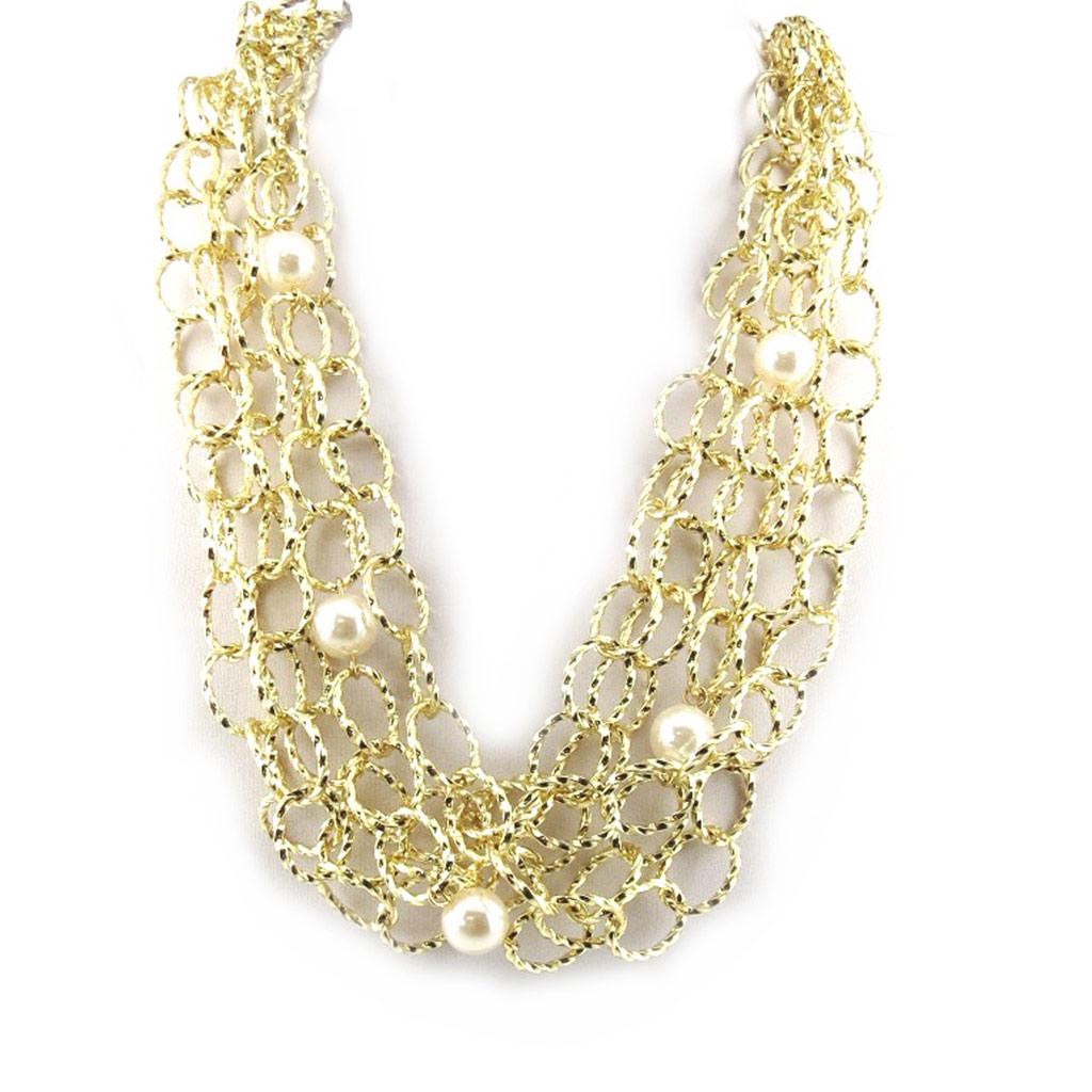 Les Trésors De Lily [M4197] - Ivory Gold 'Sissi' Designer Necklace