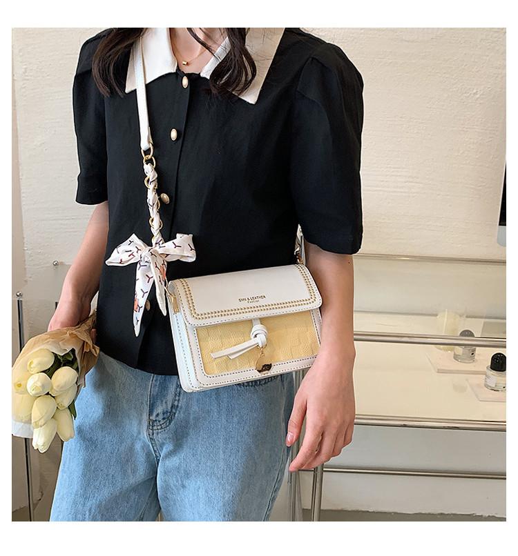 2024 New Color Block Women's Shoulder Bag Ins Fashion Plaid Scarf Crossbody Bag