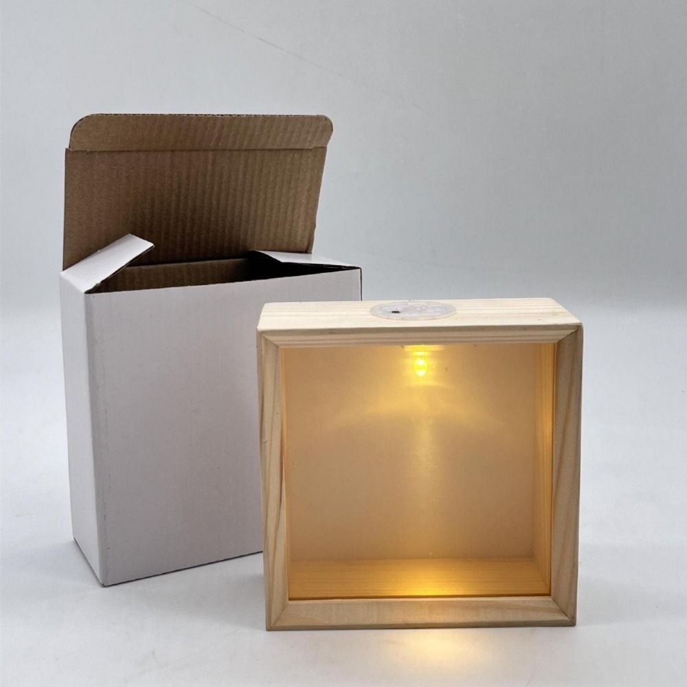 Decorative Display Case with Led Light Handmade 3D Picture Frame Wood DIY Nightlight  Tabletop