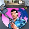 Grand Theft Auto,Round Area Rug,Carpet Rug for Living Room Bedroom Sofa Playroom Decor,Non-slip Floor Mat