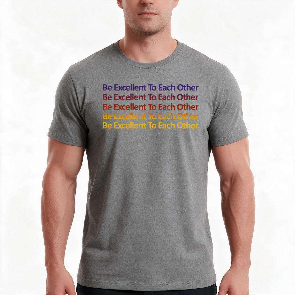 Be Excellent To Each Other Repeated Quote Saying Artwork Gift Ideas Tshirt Summer Casual Cotton Tee Vintage Graphic Print