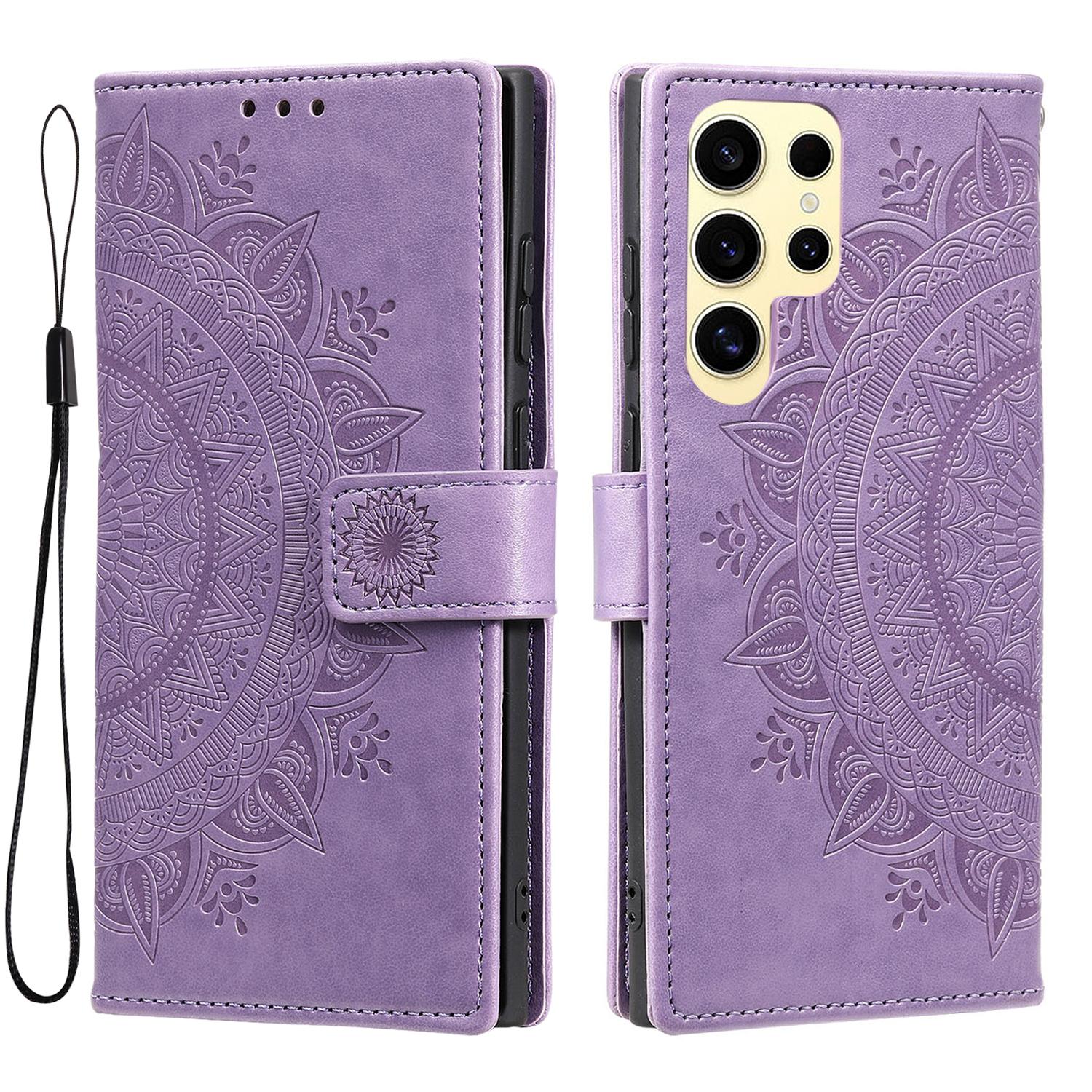 

Для Samsung Galaxy S25 Ultra Чохол З Тисненим Тотемом PU Шкіряний Гаманець Підставка Чохол для Телефону Purple