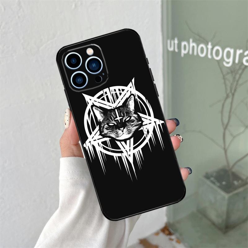Moon Tarot Witch Cat Case For iPhone 16 15 11 12 13 14 Pro Max Plus XS X XR 12 13 Mini Back Cover
