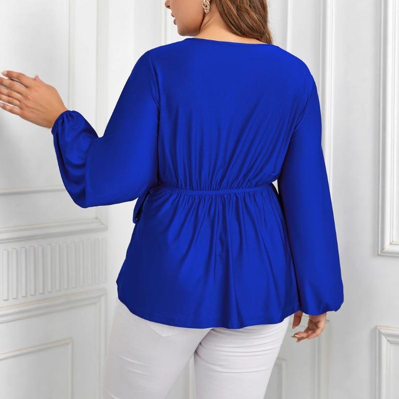 Women's Tie Tops Long Sleeve Loose Tie Plus Size Shirt