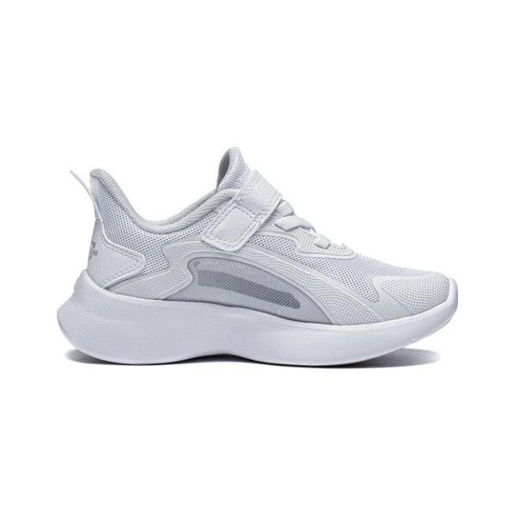 LiNing Kids  Non-Slip Shock Absorbing Wear-Resistant Sports Casual Shoes Kids Shoes White Silver YKNT058-1