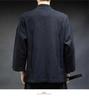 Hochwertige Baumwoll-Leinen-Mischung Japanische Mode Herren Kimono, Samurai Japanische Kleidung Trenchcoat