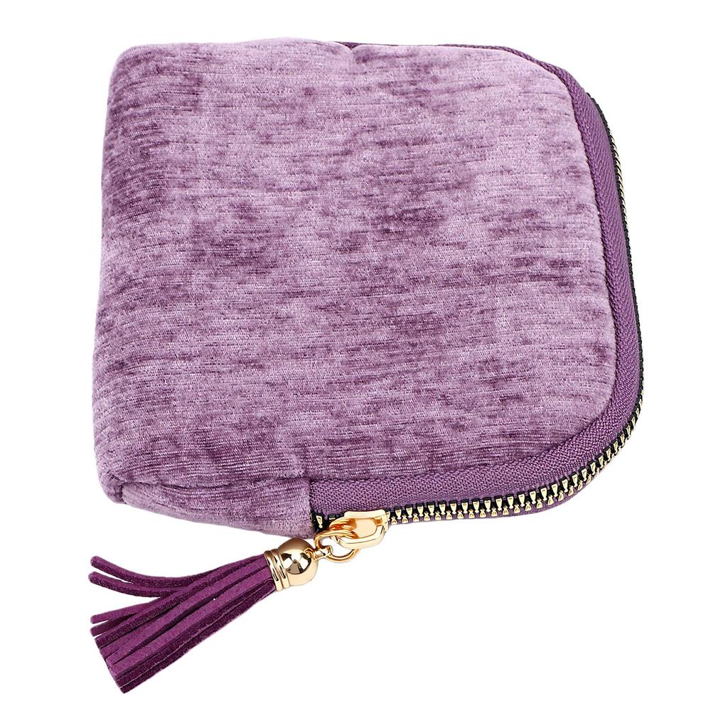 Mini Jewelry Travel Pouch Portable Small Jewelry Zipper Pouch for Necklace Bracelet Earring Purple