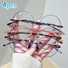 [4pcs Vintage Round Reading Glasses] for Women and Men, Full Frame PC Lenses, Metal Hinges,