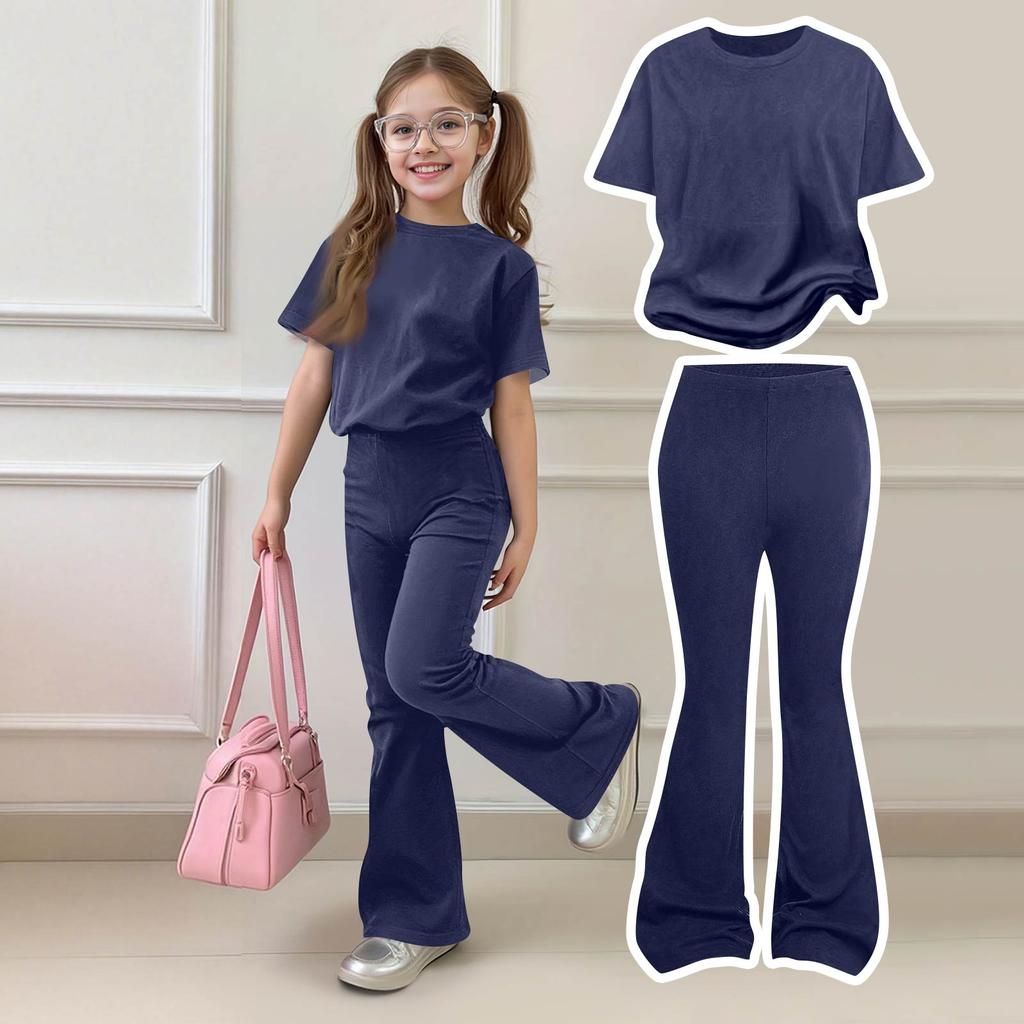 Baby Neugeborene Mädchen Jungen Lockeres T-Shirt + Hose Druck Outfits Set