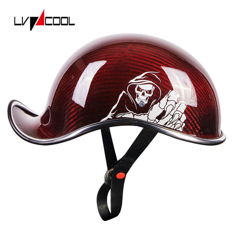 Motorcycle Carbon Fiber Helmet Male Harley Ladle Helmet Female Retro Motorcycle Half Helmet Electric Car Half Helmet Half Cover