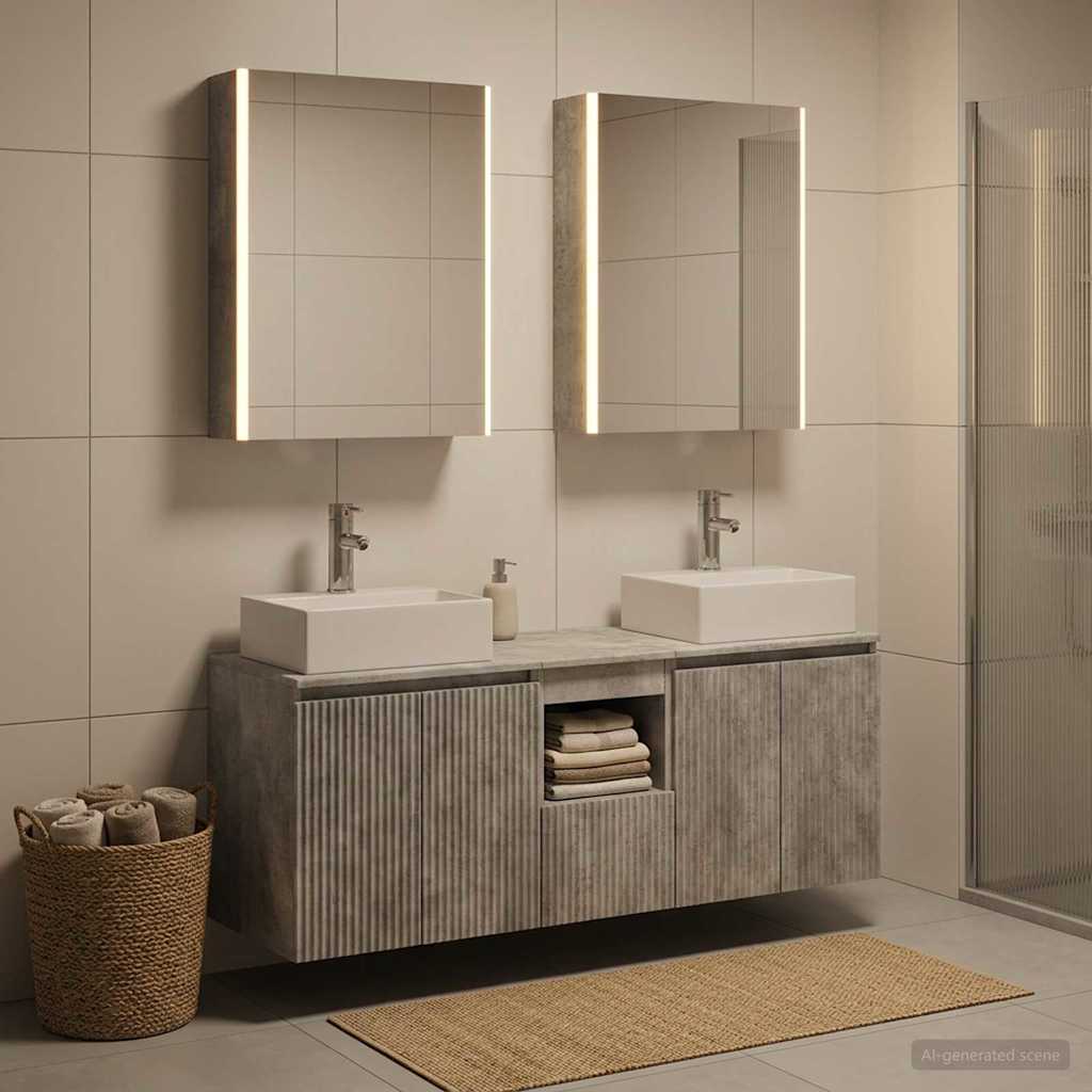 Bathroom Cabinet Set 5 pcs Concrete Grey Particleboard