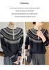 Women's Retro Fair Isle Stand Collar Wool Sweater - Loose Fit, 100% Wool, Plus Size Knitwear Outerwear
