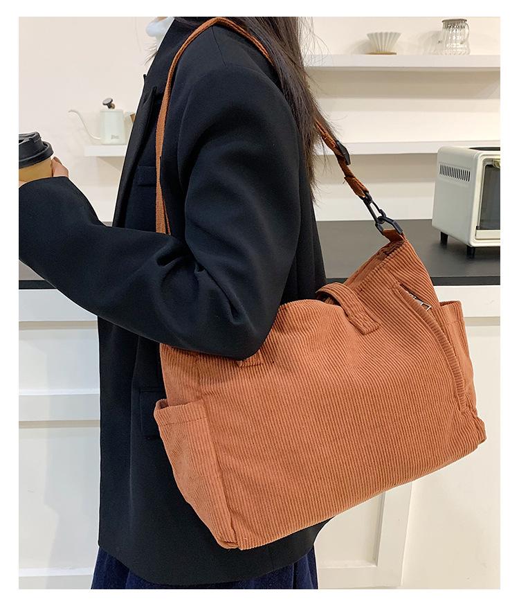 Women's Corduroy Large Capacity Handbag - 2025 Mori Style Retro Versatile Bookbag