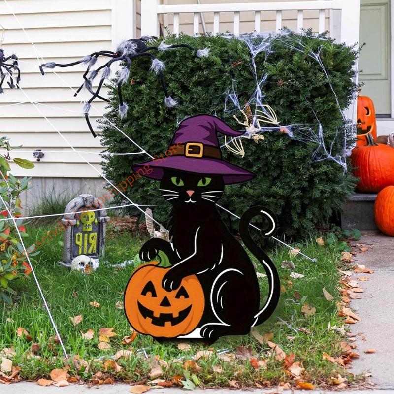 Rustic Pumpkin Metal Ground Stake Weatherproof Halloween Yard Art For Garden Decorations