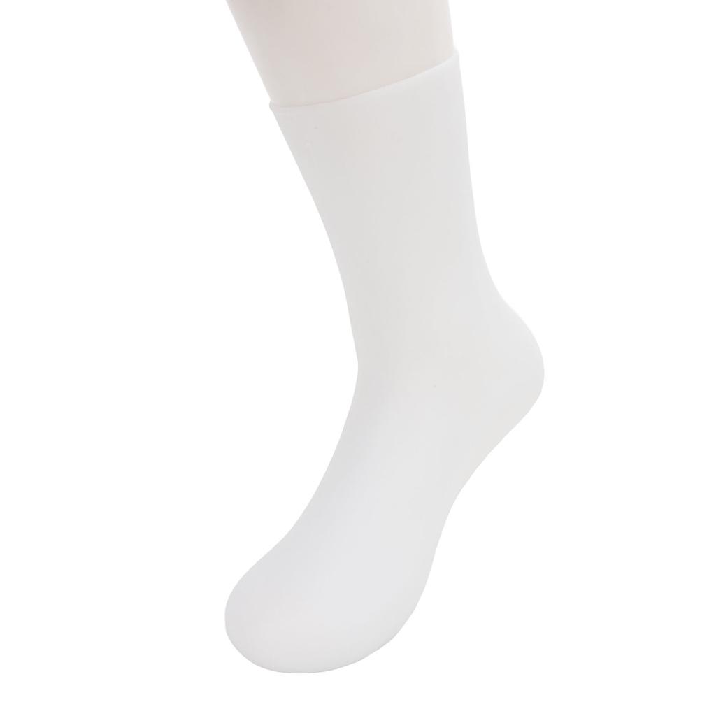 Pair of Silicone Moisturizing Socks White Ankle Length Dry Cracked Feet Hydrating Spa Socks for Women Men L