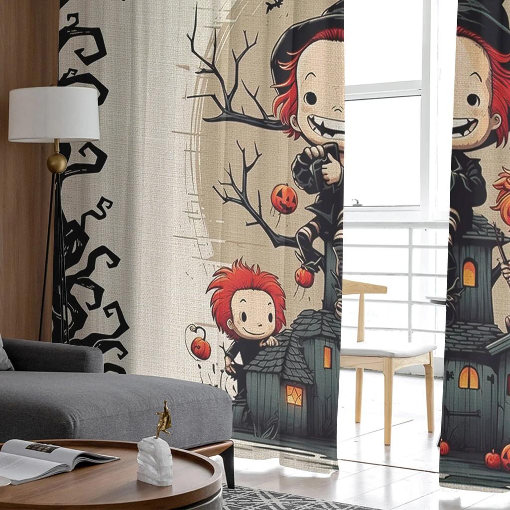 Dovleac de Halloween Ramă Dormitor Perdele Transparente Decorație Sărbători Fereastră Voile Tulle Perdele