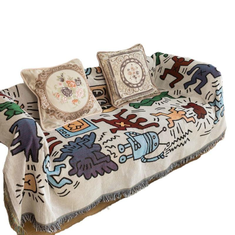 Graffiti Sofa Cover Japanese and Korean Style Sofa Cover Dustproof Cover Single Person Sofa Cover Decorative Blanket