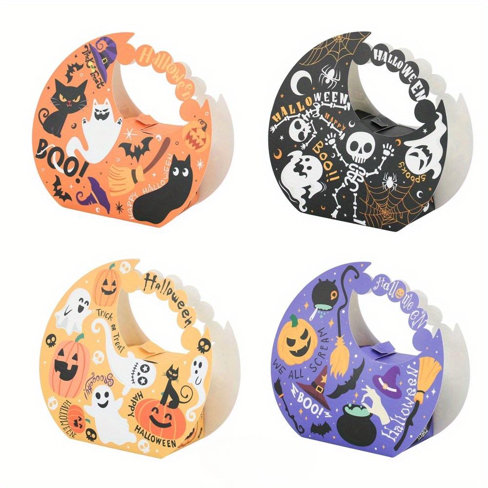 

60pcs Halloween Gift Boxes Moon-Shaped Treat Boxes Party Gift Boxes Trick or Treat Box Storage Box Halloween-Themed Spooky Party Goodie Boxes 60pcs