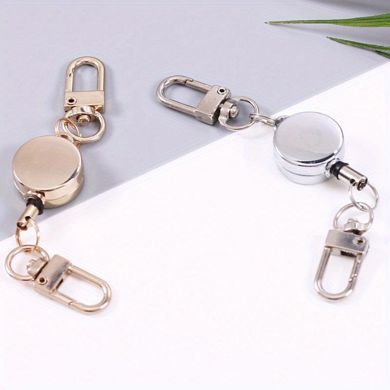 Retractable Badge Key Holder Badge Reel Anti-theft Metal Easy-to-pull Buckle Rope Elastic Keychain Key Ring Accessories