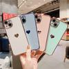 Love Heart Plating Frame Case For iPhone 13 12Mini 11 Pro Max SE2 SE3 Cute Soft Silicone Protective On 7 8 Plus XS XR Back Cover