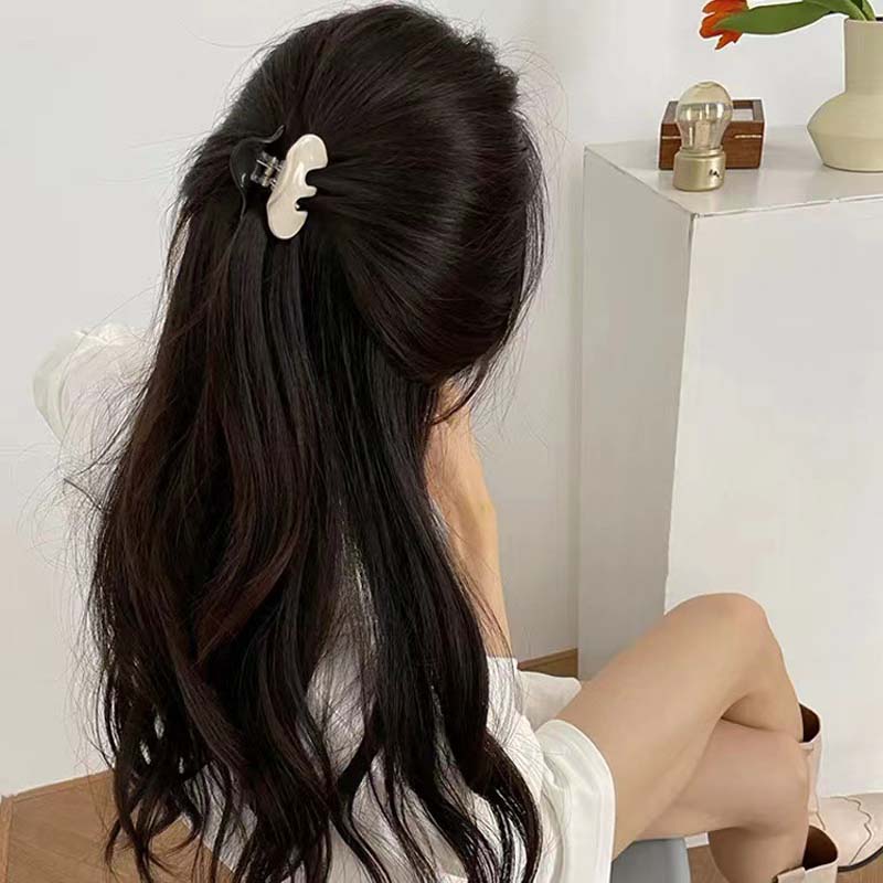 New Acetate Hair Claws for Women Elegant Color Blocking Hair Clip Shark Clip Ponytail Holder Hairpin Hair Accessories