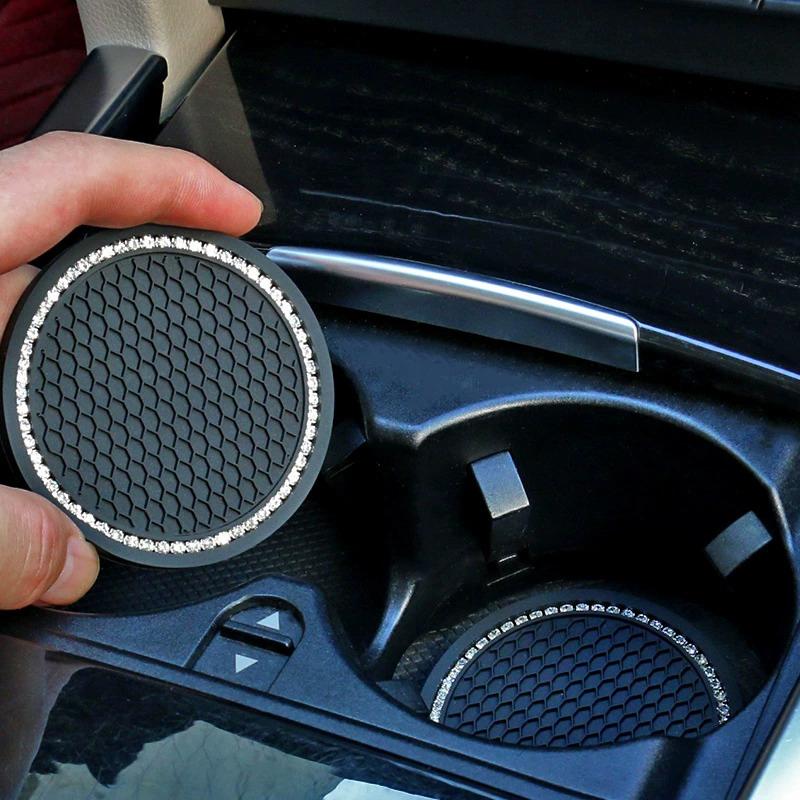 2Pcs Car Water Cup Pad Holders Non-Slip  Rubber Mat For Bottle Holder Coaster Auto Interior Anti-Skid Cup Holders