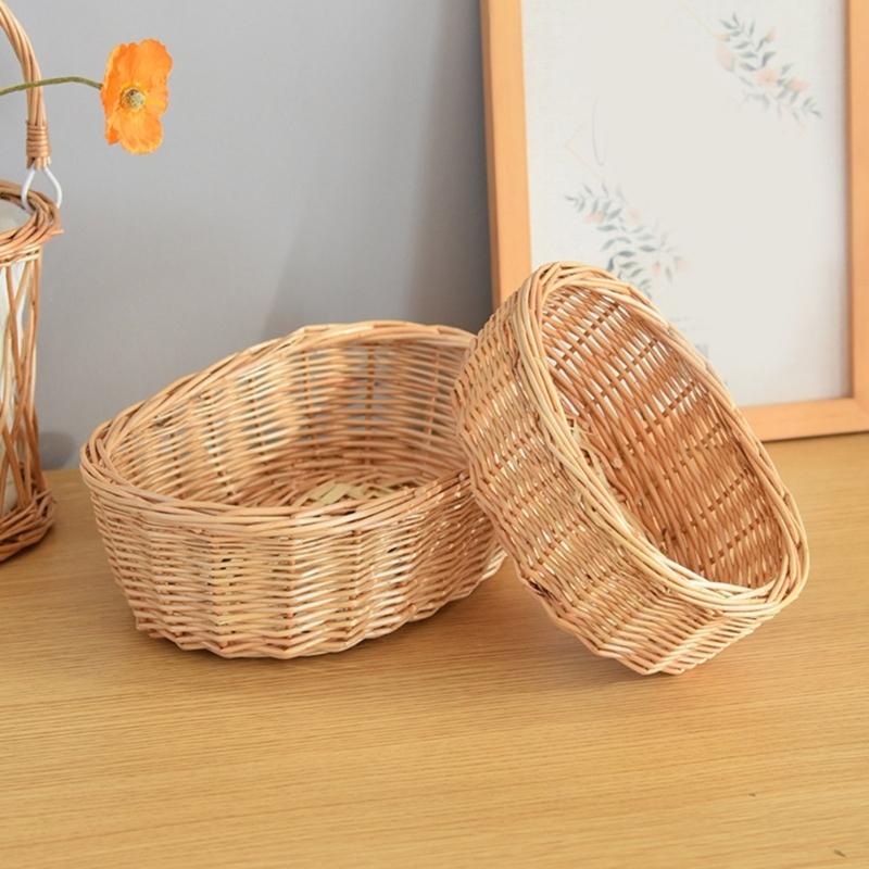Handwoven Rattan Fruit Tray For Home Use Natural Materials Large Capacity Easy to Clean for Kitchen or Dining Room