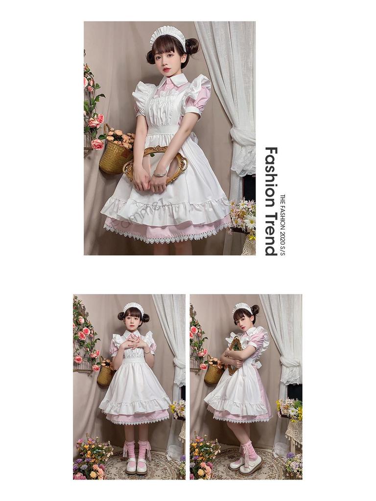 Japanese Lolita Maid Costume: Cute Short-Sleeved Dress with Skirt, Perfect for Cosplay
