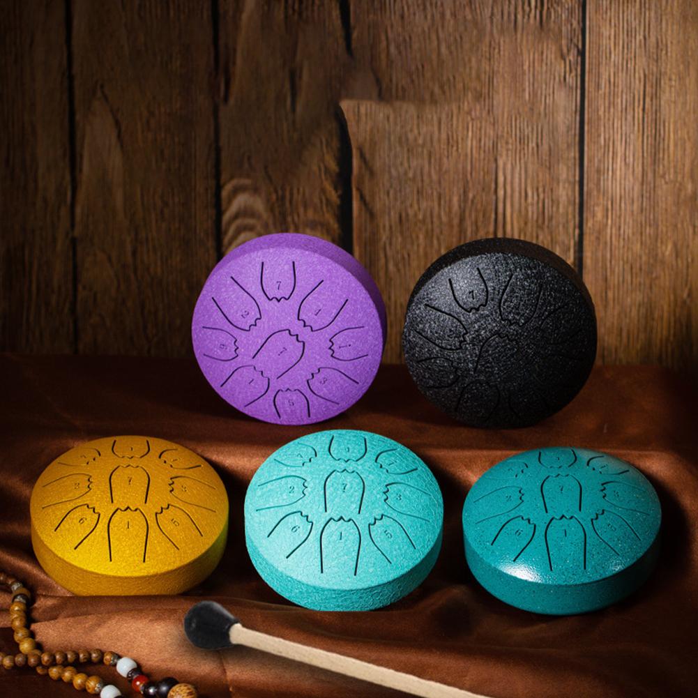 Steel Tongue Drum 4 Inches 9 Notes Waterproof Meditation Rain Chime Ethereal Hand Pan for Meditation Yoga Musical Education