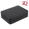 Portable Black and Blue-Gray Leather Zipper Watch Box with 6, 10, or 12 Slots - Flip-Top Jewelry Storage