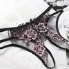 Sexy Lingerie Women's Underwear Embroidered Hollow Mesh Seductive Thong Panties Underpants G Strings Crotchless Bandage Underwear Lingerie for Women