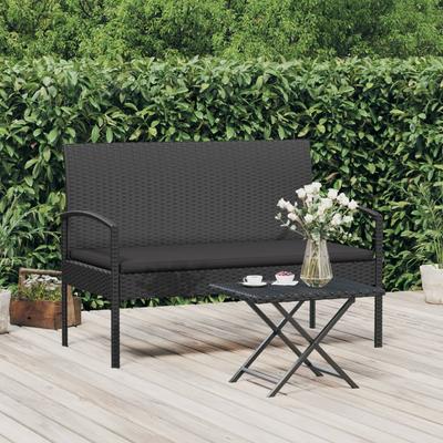 Vidaxl Zahradní lavice s polštářem, černá, 105 cm, polyratan