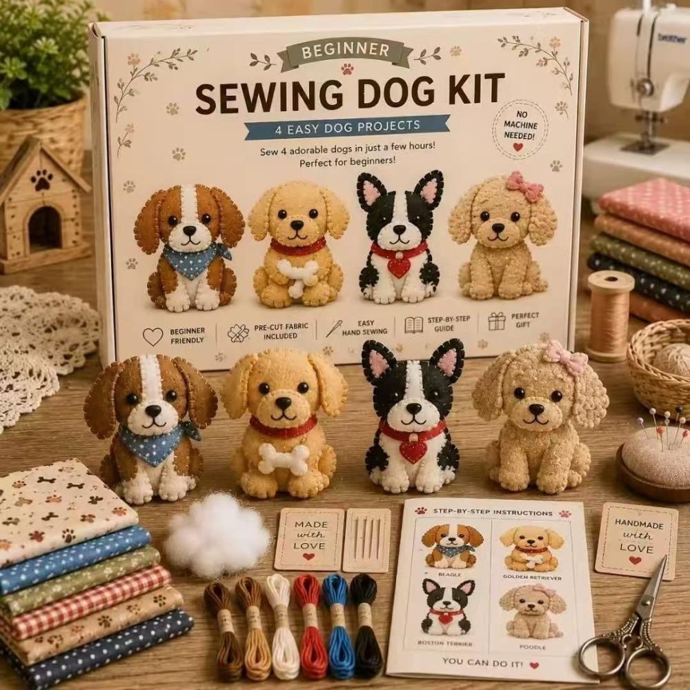 Vorgeschnittene Stoff-Patchwork-Tier-Sets Katze Hund Zwerg Handgemachte Schlüsselanhänger-Sets Schlüsselanhänger Basteln