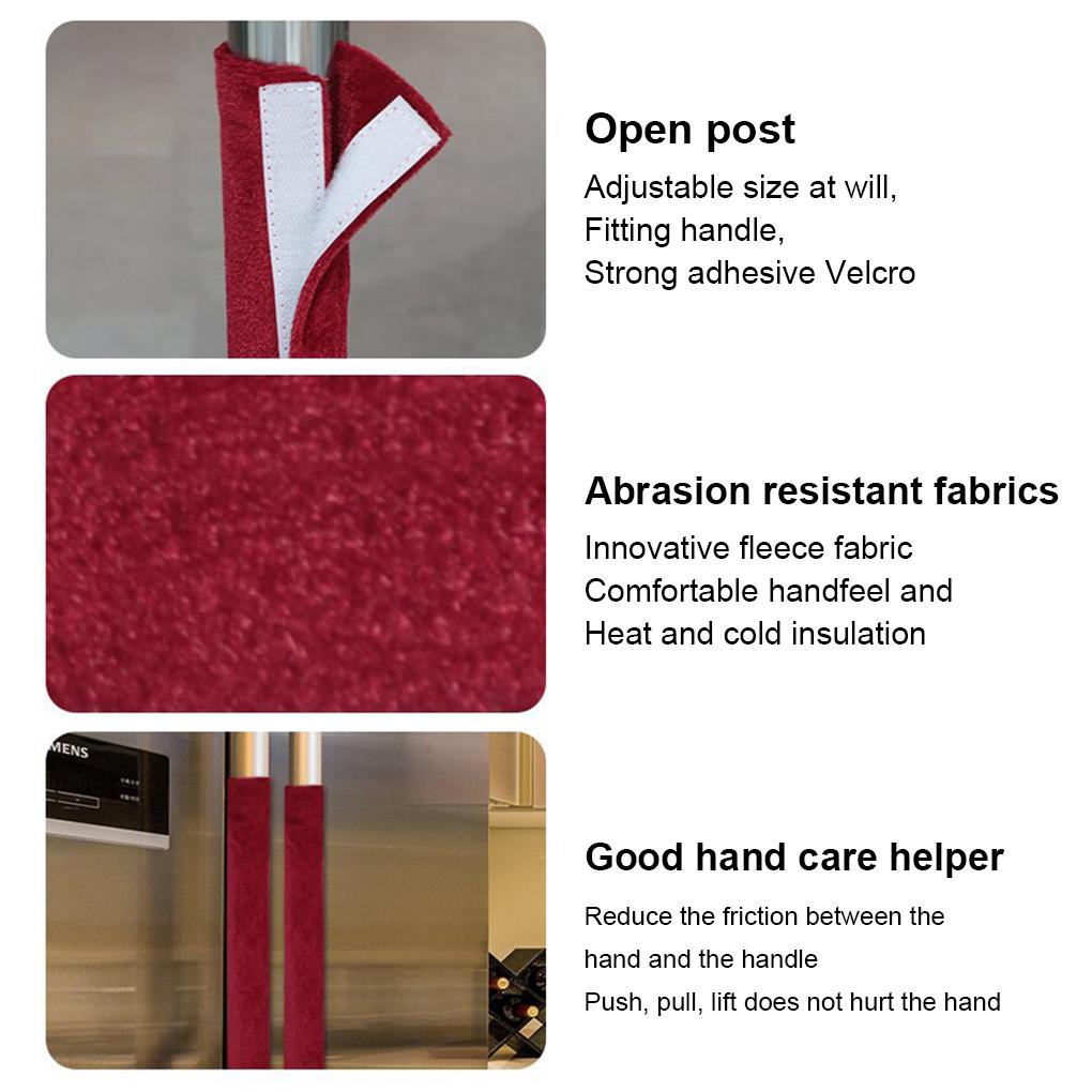 Pack of 2 Refrigerator Door Handle Cover Decoration Microwave Cabinet Fridge Fingerprint Protector Gloves for Household