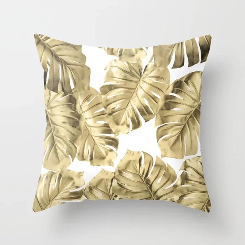 Cushion Cover 45*45cm Golden Leaves Soft Peach Skin Cashmere Throw Pillow Cover Sofa Pillowcase Merry Christmas Home Decor