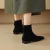 Krazing Pot Sheep Suede Nubuck Autumn Winter Shoes Low Heels Size 43 Modern Boots Square Toe Zipper Retro Ankle Boots