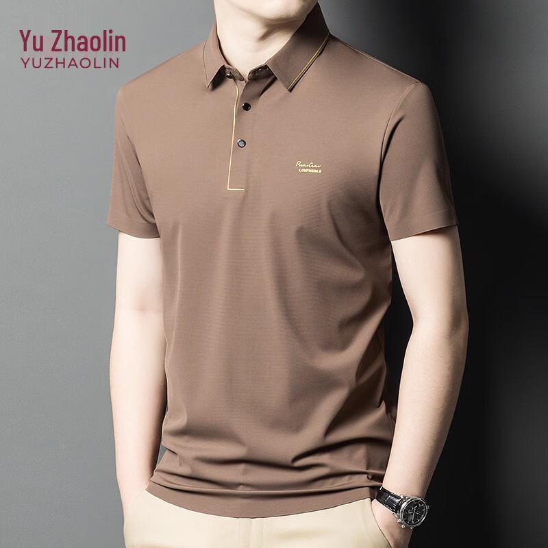 YUZHAOLIN Men s Ice Silk Short Sleeve Polo 54 коричневый