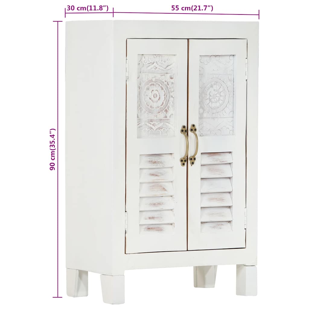 Sideboard White 55 x 30 x 90 cm Solid Acacia Wood