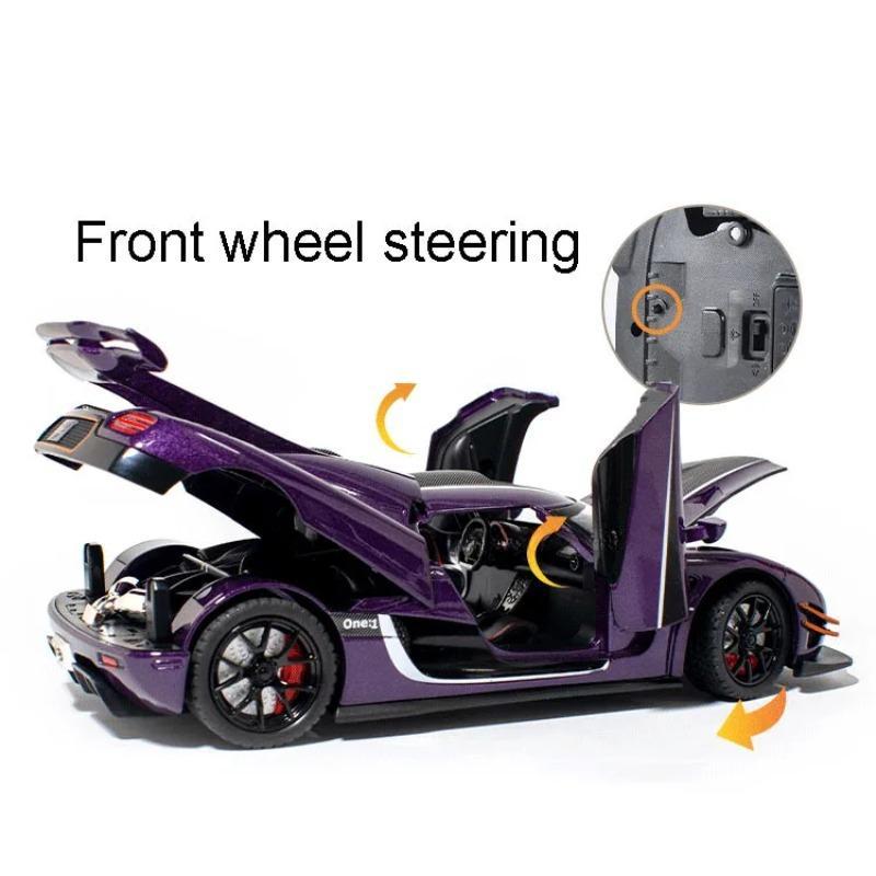 1/24 Model sportovního auta Koenigsegg ONE Alloy Diecast Supercar Hračka dvířka se dají otevírat zatahovací zpět Dekorativní kolekce Dárky k narozeninám pro chlapce