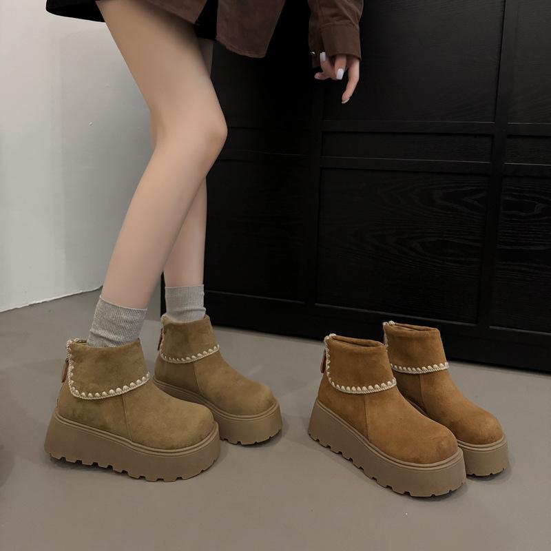 Premium Sense Retro and Thin Thick-soled Short Boots Women's 2025 New Autumn Versatile Small Height-increasing Suede Martin Boots