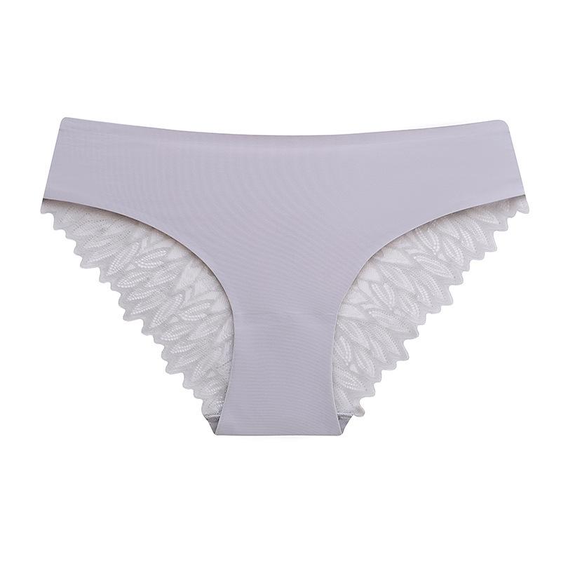 

Женские кружевные трусики без следов, трусики-бикини с низкой талией, женские закрытые трусики большого размера XL светло-серый