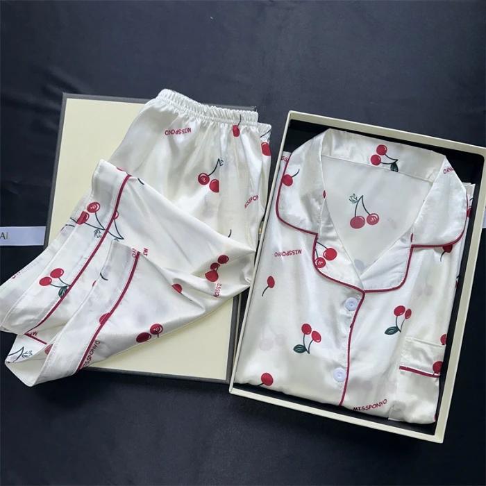 Women's 2 Piece Pajama Set Summer Green Sandpainting Print Faux Silk Two-Piece Set Home Clothes Soft Casual Pajamas Shorts