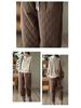 Retro Diamond-Patterned Women's Elastic Waist Harem Pants - Thick, Warm, Casual Cotton Trousers