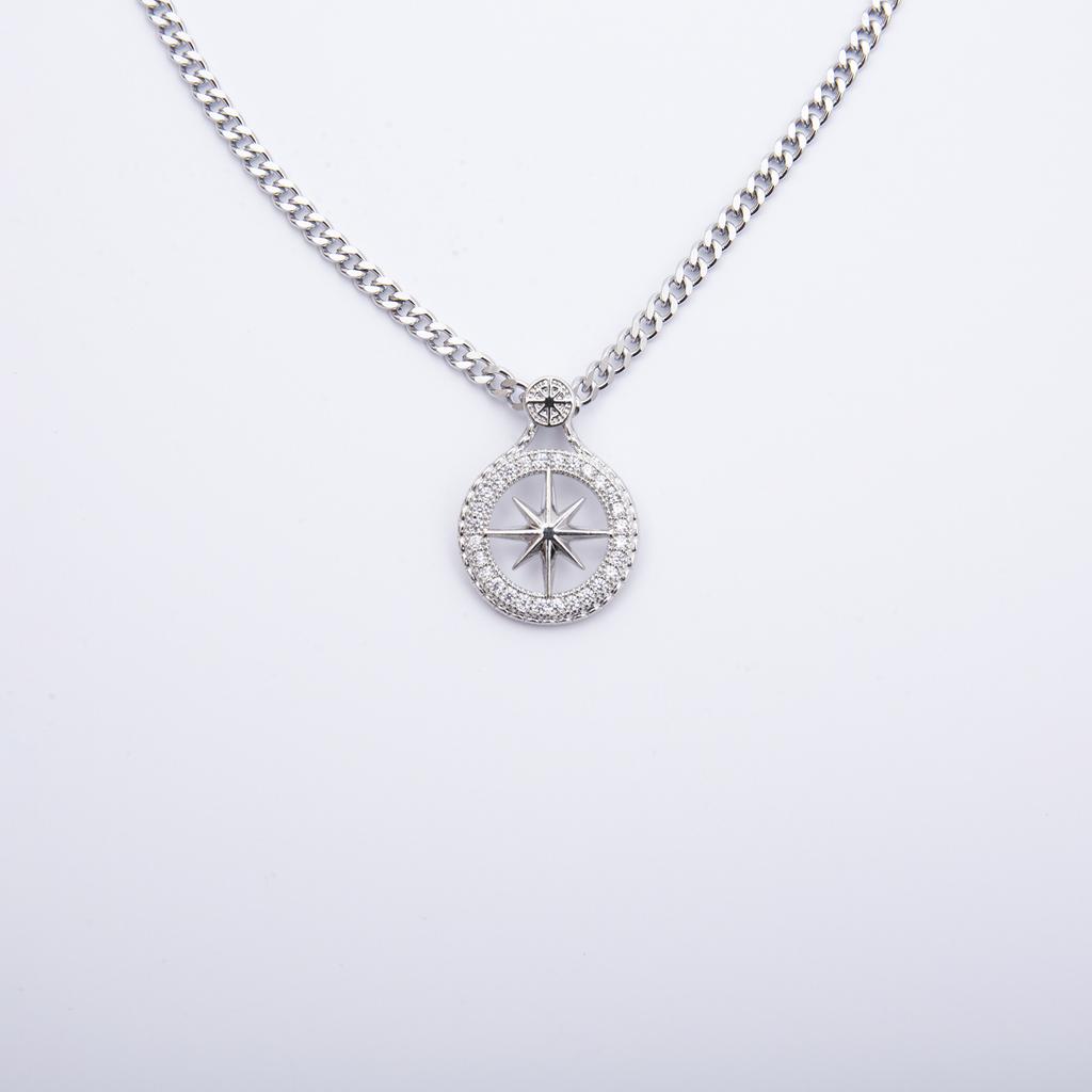 18K Gold Plated Titanium Steel Chain Compass CZ Necklaces Hiphop SKZ Jewelry STAY Pendant KPOP Merch Cubic Zirconia Necklace