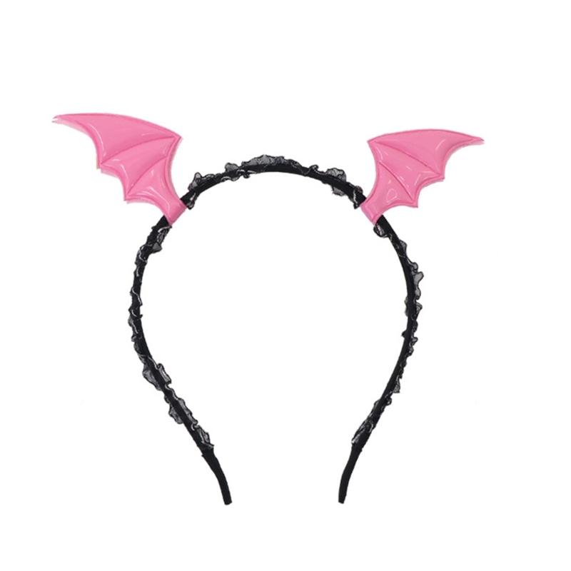 Halloween Devil Costume Set Devil Bat Headband Lace Choker Demons Cosplay Accessories for Carnivals Themed Party Props