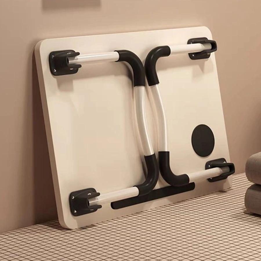 Folding Bed Desk Laptop Table Dormitory Portable Small Desks Cup Holder Slot Mobile Breakfast Table Bedroom Computer Tray Shelf