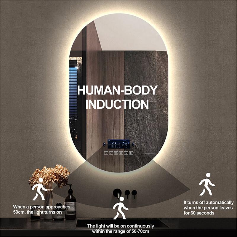 Bathroom Smart Makeup LED Mirror Adjustable Light With Bluetooth Speaker Anti-Fog Human Body Induction Hotel Decoration Mirror