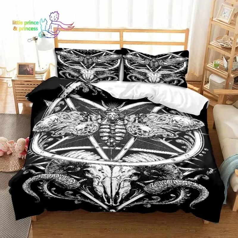 Evil Satanic Mantra Bedding Set Single Twin Full Queen King Size Bed Set Adult Kid Bedroom 3D Print